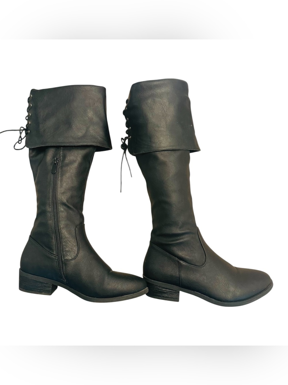 Dream Pairs Black Over-the-Knee Riding Boots - Womens 8 Regular Calf - Picture 10 of 13